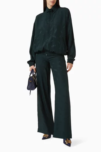 بنطال بقصة بسيطة ونقشة بشعار حرفي BB‏ حرير وجاكار