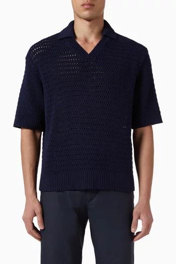 Net Stitch Polo Shirt in Cotton