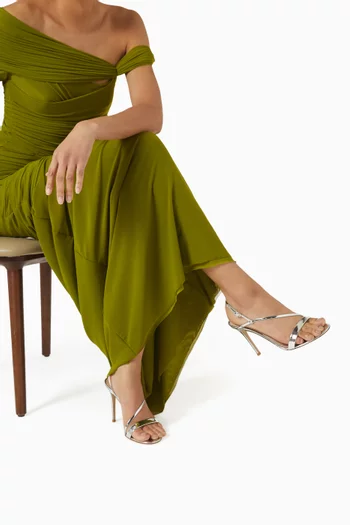 صندل مانهاتن بكعب 95 مم جلد لامع