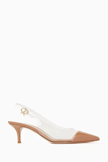Slingback Kitten Pumps in Plexi & Patent Leather