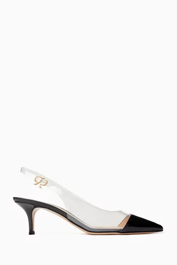 Slingback Kitten Pumps in Plexi & Patent Leather