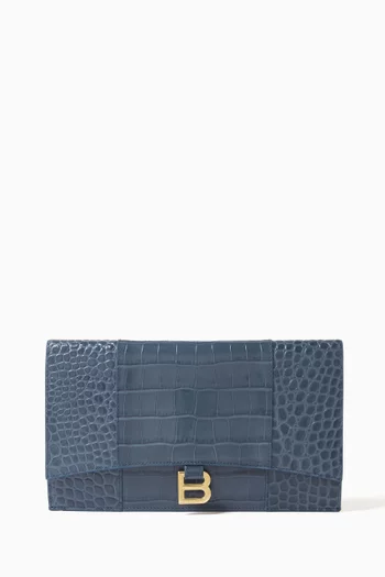 Hourglass Flat Pouch in Croc-embossed Calfskin