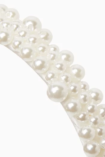 Pearl-embellished Headband in Satin
