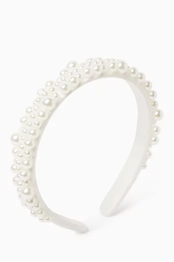 Pearl-embellished Headband in Satin