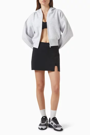 كنزة بغطاء رأس بقصة واسعة وسحّاب مزيج قطن عضوي