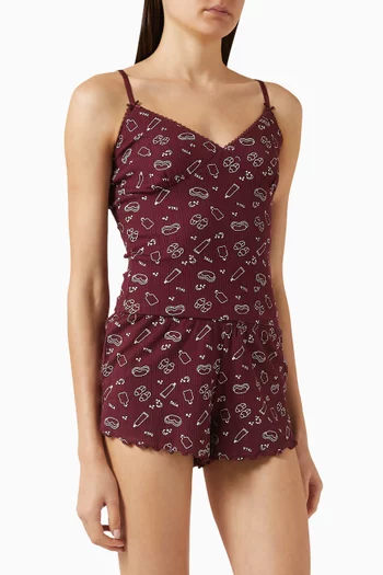 بلوزة بيجاما كاميسول مزيج قطن