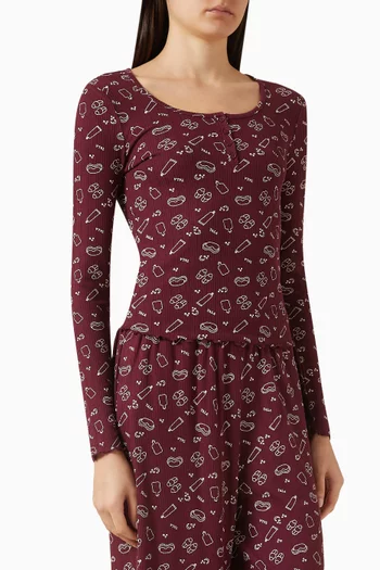 Henley Pyjama Top in Cotton Blend