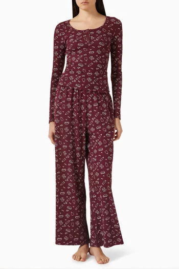 Wide-leg Pyjama Pants in Cotton Blend