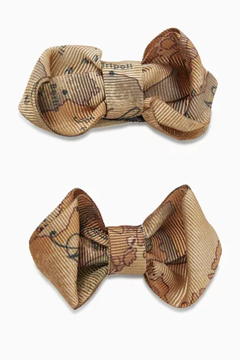 Map-print Bow Clips