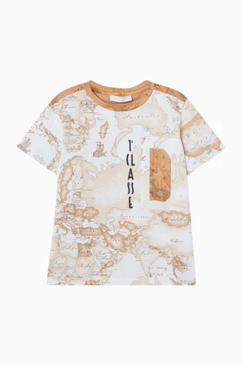 Map-print T-shirt in Cotton