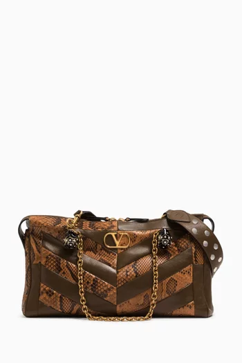 Medium Panthea Shoulder Bag in Python & Nappa Leather