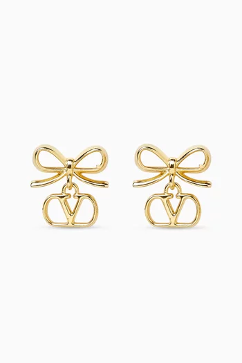 VLogo Signature Bow Earrings in Gold-tone Metal