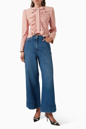 Bow Cropped Jacket in Wool-silk