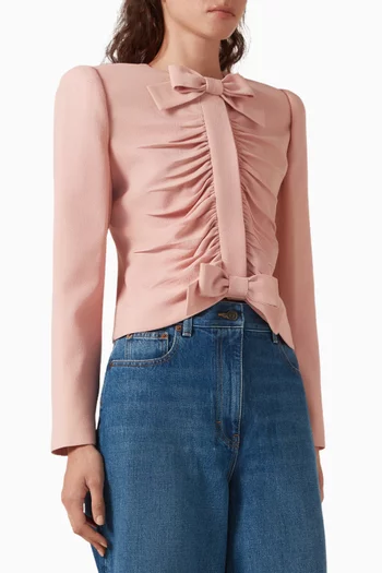 Bow Cropped Jacket in Wool-silk