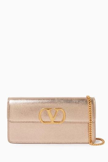 VLogo Wallet on Chain in Metallic Leather