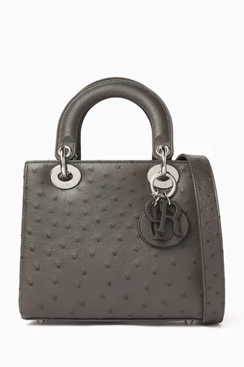 حقيبة ليدي ديور صغيرة بإصدار خاص جلد نعام غير مستعملة