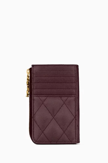 Cassandre Bijou Zip Card Case in Grain de Poudre Leather