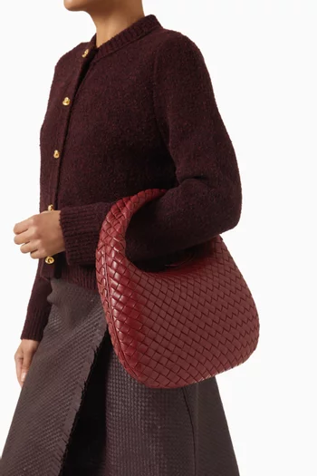 حقيبة كتف صغيرة جلد مجدول