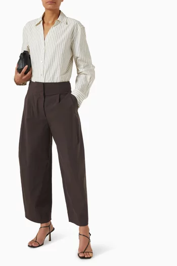 Crop Barrel-leg Pants in Cotton