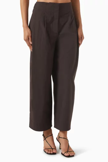Crop Barrel-leg Pants in Cotton