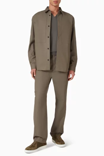 تي شيرت بولو قماش منسوج بياقة مفتوحة