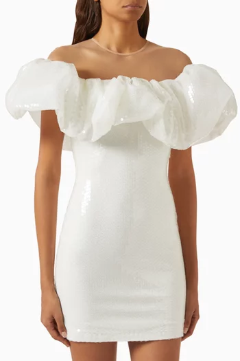 فستان قصير مطرز بالترتر