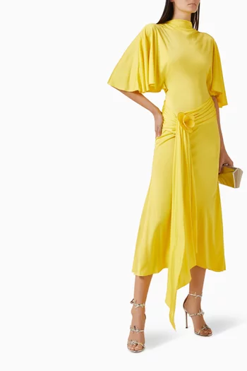 Flounce Hem Midi Dress