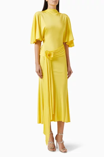 Flounce Hem Midi Dress