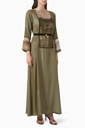 قفطان بحزام ونقشة فيسكوز