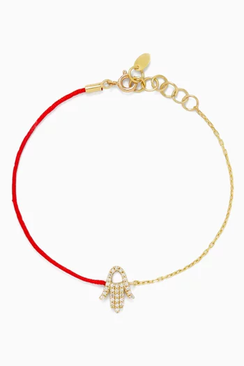 Hamsa Diamond Thread Bracelet in 18kt Gold