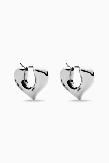 Molten Heart Medium Hoop Earrings in Silver-plated Brass