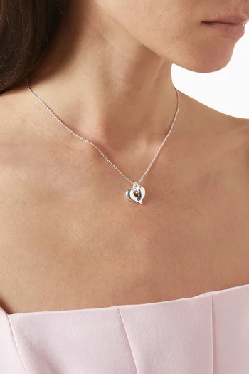 قلادة مولتن بدلاية على شكل قلب نحاس مطلي فضة