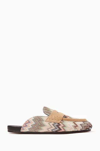 Bea Zigzag Slides in Leather