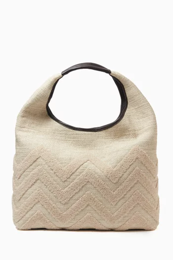 Large Embroidered Shoulder Bag in Canvas