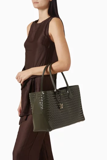 Large London Tote Bag in Woven Leather