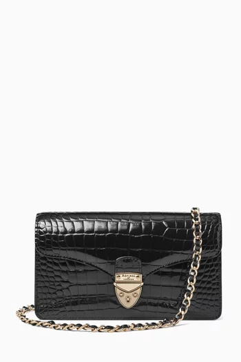 Mayfair® Clutch in Croc-embossed Patent Leather