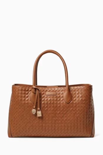Large London Tote Bag in Woven Leather