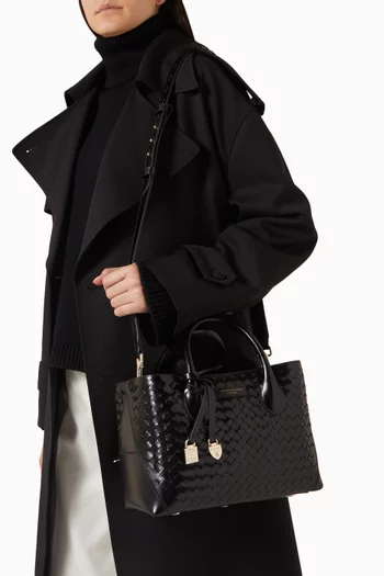 Midi London Tote Bag in Woven Leather