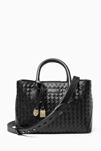 Midi London Tote Bag in Woven Leather