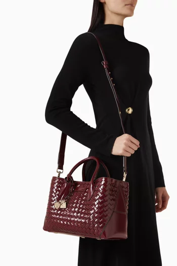 Midi London Tote Bag in Woven Leather