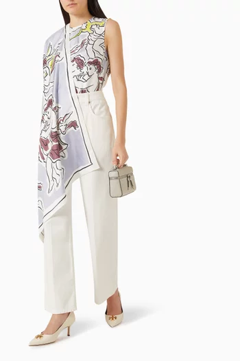 بلوزة بكاب وطبعة حرير