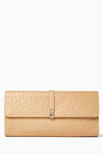 Mohini Clutch in Ostrich-embossed Leather