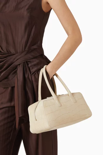 Mini Mawi Top-handle Bag in Croc-embossed Suede Leather