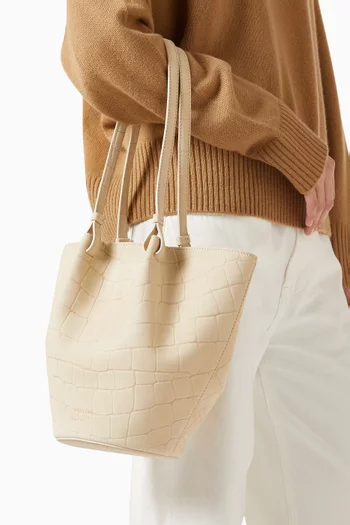 Small Doyle Tote Bag in Croc-embossed Leather