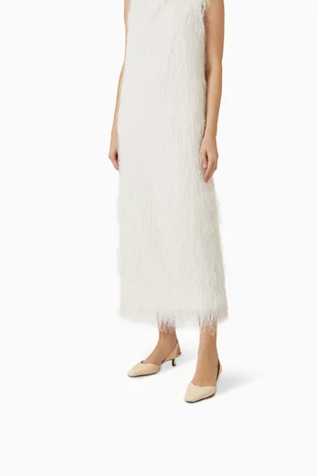 حذاء سولي بسير خلفي وكعب كيتن جلد بنقشة جلد النعام