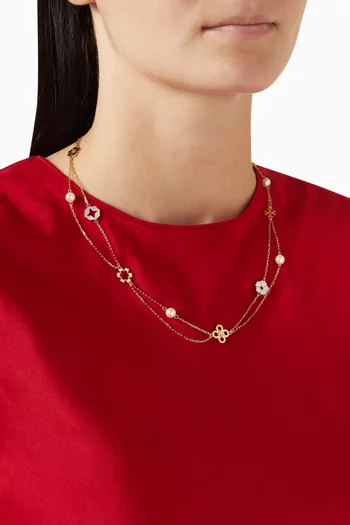 Kira Clover Layered Necklace in 18kt Gold-plated Brass