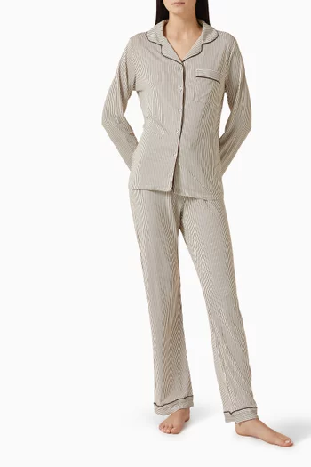 طقم بيجاما طويل مودال مطاطي