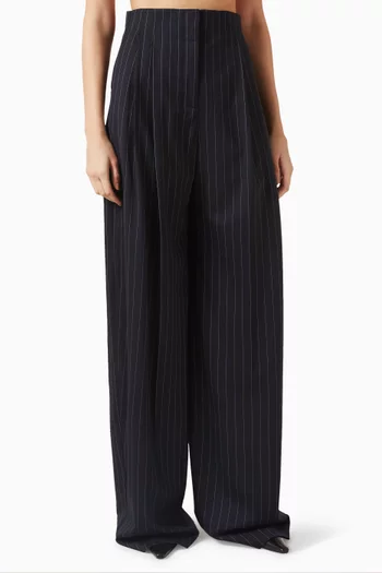 Pinstripe High-waist Pants in Wool