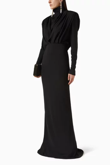 فستان باور بقصة مستقيمة صوف وجيرسيه