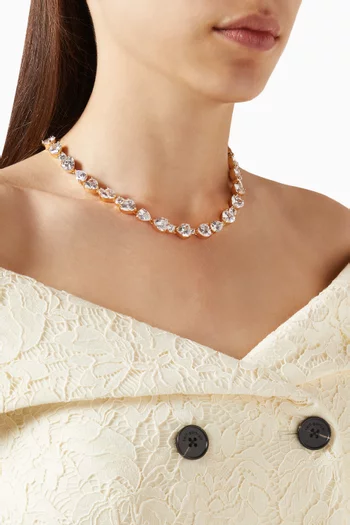 Heart Crystal Necklace in Brass